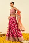 Buy_Sheetal Batra_Pink Lehenga And Blouse - Raw  Dupatta - Organza Mahira Bridal Set _Online_at_Aza_Fashions