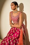 Sheetal Batra_Pink Lehenga And Blouse - Raw  Dupatta - Organza Mahira Bridal Set _at_Aza_Fashions