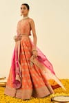 Buy_Sheetal Batra_Orange Lehenga And Blouse - Raw  Dupatta - Organza Masiah Bridal Set _Online_at_Aza_Fashions