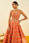 Sheetal Batra_Orange Lehenga And Blouse - Raw  Dupatta - Organza Masiah Bridal Set _at_Aza_Fashions