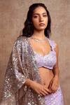 Buy_Shehlaa Khan_Purple Gathered Lace Work Lehenga Set_Online_at_Aza_Fashions
