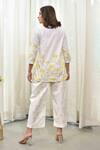 Shop_Tussah By Siddhi Shah_White Poplin Floral Print Round Top And Pant Set _at_Aza_Fashions