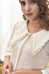 Buy_Tussah by Siddhi Shah_White Woven Cotton Peter Pan Collar Shirt  _Online_at_Aza_Fashions