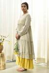 Tussah By Siddhi Shah_Yellow Cotton Round Textured Tunic With Inner _Online_at_Aza_Fashions