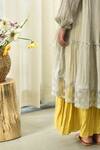 Tussah By Siddhi Shah_Yellow Cotton Round Textured Tunic With Inner _at_Aza_Fashions