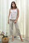 Buy_Tussah by Siddhi Shah_Grey Cotton Textured Pants _at_Aza_Fashions