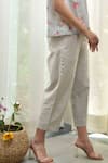 Tussah by Siddhi Shah_Grey Cotton Textured Pants _Online_at_Aza_Fashions