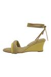 Shop_Veruschka by Payal Kothari_Green Faux Leather Textured Tie Up Wedge Sandals_Online_at_Aza_Fashions