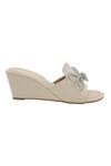 Buy_Veruschka by Payal Kothari_Beige Suede Diamante Bow Wedges_Online_at_Aza_Fashions