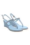 Buy_Veruschka by Payal Kothari_Blue Faux Leather Strappy Wedge Sandals_at_Aza_Fashions