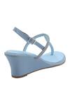 Shop_Veruschka by Payal Kothari_Blue Faux Leather Strappy Wedge Sandals_at_Aza_Fashions