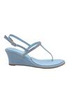 Buy_Veruschka by Payal Kothari_Blue Faux Leather Strappy Wedge Sandals_Online_at_Aza_Fashions