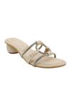 Veruschka by Payal Kothari_Beige Suede Diamante Strappy Round Heels_Online_at_Aza_Fashions
