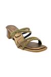 Veruschka by Payal Kothari_Gold Faux Leather Diamante Strappy Block Heels_Online_at_Aza_Fashions
