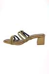 Shop_Veruschka by Payal Kothari_Gold Faux Leather Diamante Strappy Block Heels_Online_at_Aza_Fashions