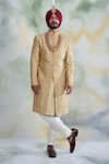 Buy_Gargee Designers_Gold Raw Silk Embroidered Thread Work Floral Sherwani Set _at_Aza_Fashions