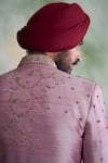 Buy_Gargee Designers_Pink Raw Silk Embroidered Thread Work Floral Sherwani Set _Online_at_Aza_Fashions