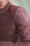 Shop_Gargee Designers_Pink Raw Silk Embroidered Thread Work Floral Sherwani Set _Online_at_Aza_Fashions