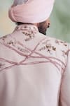 Gargee Designers_Pink Slub Silk Embroidered Thread Work Floral Sherwani Set _at_Aza_Fashions