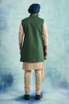 Shop_Gargee Designers_Green Cotton Silk Embroidered Thread Work Scallop Jacket Kurta Set _at_Aza_Fashions