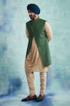 Gargee Designers_Green Cotton Silk Embroidered Thread Work Scallop Jacket Kurta Set _Online_at_Aza_Fashions