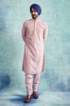 Buy_Gargee Designers_Pink Georgette, Cotton Silk Geometric Embroidered Kurta Set _at_Aza_Fashions