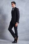 Gargee Designers_Black Textured Poly Viscose Woven Geometric Embroidered Tuxedo Jacket Pant Set _Online_at_Aza_Fashions