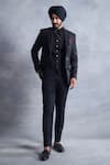 Buy_Gargee Designers_Black Textured Poly Viscose Woven Abstract Embroidered Tuxedo Jacket Pant Set _at_Aza_Fashions