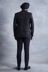 Shop_Gargee Designers_Black Textured Poly Viscose Woven Abstract Embroidered Tuxedo Jacket Pant Set _at_Aza_Fashions