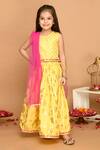 Buy_Saka Designs_Yellow Cotton, Chiffon Embroidery Floral Print Lehenga Set_at_Aza_Fashions
