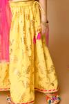Saka Designs_Yellow Cotton, Chiffon Embroidery Floral Print Lehenga Set_at_Aza_Fashions
