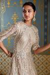 Shop Osaa By Adarsh Beige Organza Floral, Pearl, Aari, Zardozi Round Embroidered Gown Online at Aza Fashions Shop_Osaa By Adarsh_Beige Organza Floral, Pearl, Aari, Zardozi Round Embroidered Gown_Online_at_Aza_Fashions