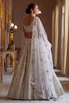 Osaa by Adarsh_White Silk Embroidery Zardozi Round Bridal Lehenga Set_Online_at_Aza_Fashions