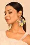 Buy_Khwaab By Sanjana Lakhani_Gold Plated Stone Lumi Flower Hoop Earrings_at_Aza_Fashions