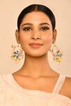 Khwaab By Sanjana Lakhani_Gold Plated Stone Lumi Flower Hoop Earrings_Online_at_Aza_Fashions