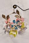 Shop_Khwaab By Sanjana Lakhani_Gold Plated Stone Lumi Flower Hoop Earrings_Online_at_Aza_Fashions
