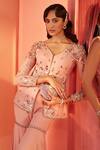 Shop_Label Sanya Gulati_Pink Georgette Lining Shantoon Cutdana, Embroidered Kurta And Sharara Set _Online_at_Aza_Fashions