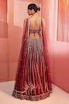 Label Sanya Gulati_Maroon Net Lining Shantoon Cutdana, Multi Shape Embroidered Lehenga Set _Online_at_Aza_Fashions
