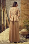 Shop_Nehha Nhata_Gold And Satin Mirror & Cutdana, Thread Round Peplum Top & Palazzo Set _at_Aza_Fashions