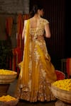 Shop_Nehha Nhata_Yellow Organza Bead , Thread Square Neck Embroidered Bridal Lehenga Set _at_Aza_Fashions