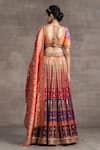 Shop_Tarun Tahiliani_Multi Color Jacquard Printed Floral Plunge V-neck Lehenga Set _at_Aza_Fashions