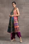 Tarun Tahiliani_Multi Color Jacquard Printed Floral High Neck Kalidar Kurta And Dhoti Pant Set _Online_at_Aza_Fashions