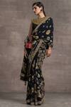 Shop Tarun Tahiliani Black Silk Crepe Floral Print, Sequin, Thread And Beads High Saree With Blouse at Aza Fashions Shop_Tarun Tahiliani_Black Silk Crepe Floral Print, Sequin, Thread And Beads High Saree With Blouse_at_Aza_Fashions