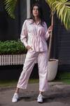 Buy_Mehak Murpana_Pink Cotton Embroidery Sequin Shirt Collar And Pant Set _at_Aza_Fashions