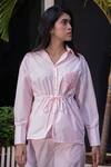 Shop_Mehak Murpana_Pink Cotton Embroidery Sequin Shirt Collar And Pant Set _at_Aza_Fashions