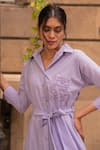 Mehak Murpana_Purple Cotton Embroidery Floral Shirt Collar Dress _Online_at_Aza_Fashions