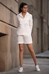 Buy_Mehak Murpana_White Cotton Plain Shirt Collar And Shorts Set _at_Aza_Fashions