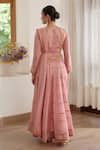 Shop_Shyam Narayan Prasad_Pink Modal Satin Printed Anarkali Set_at_Aza_Fashions