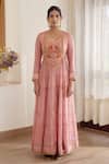 Buy_Shyam Narayan Prasad_Pink Modal Satin Printed Anarkali Set_Online_at_Aza_Fashions