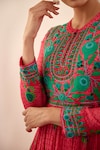 Shop_Shyam Narayan Prasad_Pink Modal Satin Floral Print Tiered Anarkali Set_Online_at_Aza_Fashions